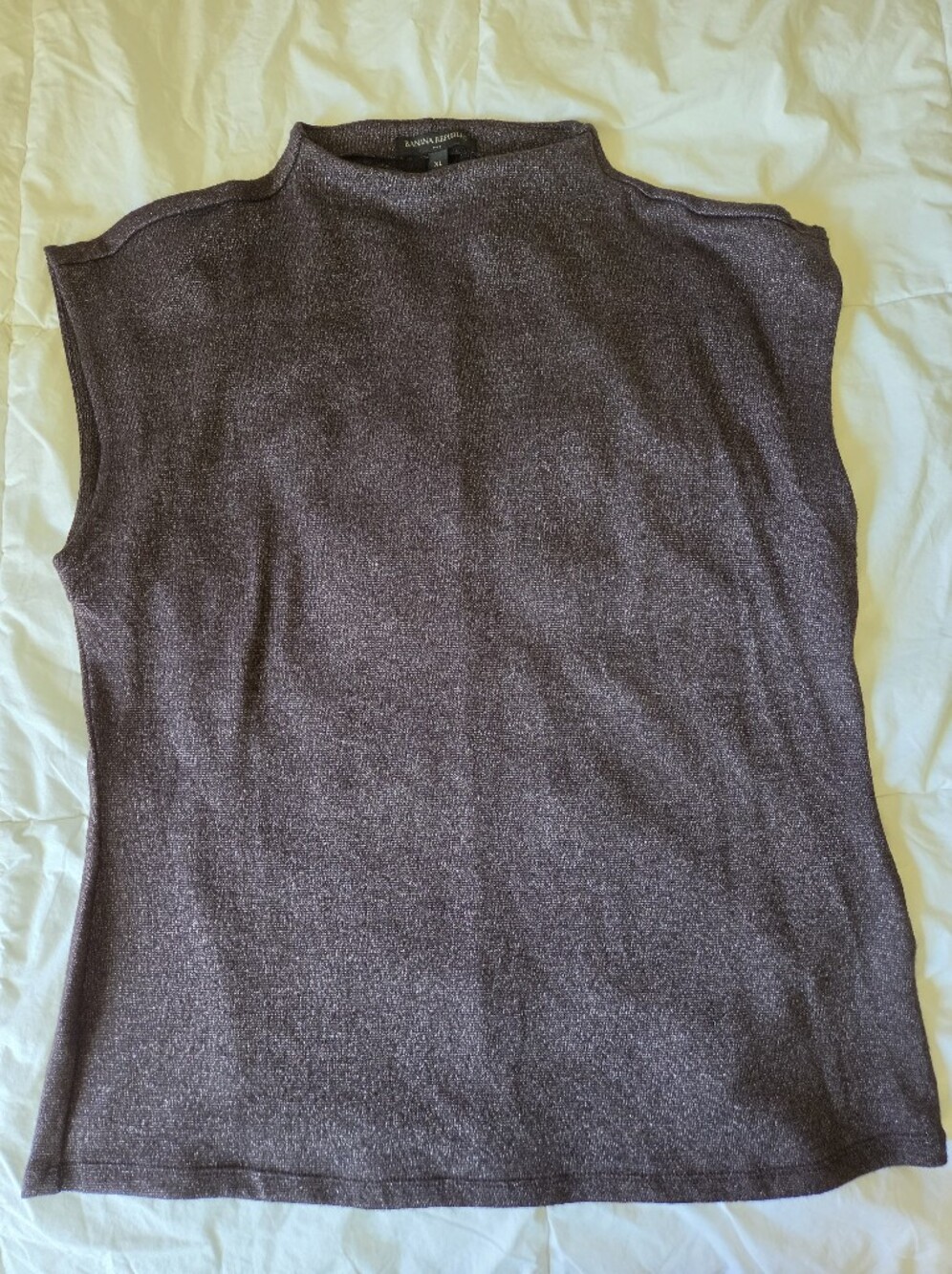 Banana Republic NWT Metallic Knit Sleeveless Mock Neck Tank Top Purple XL